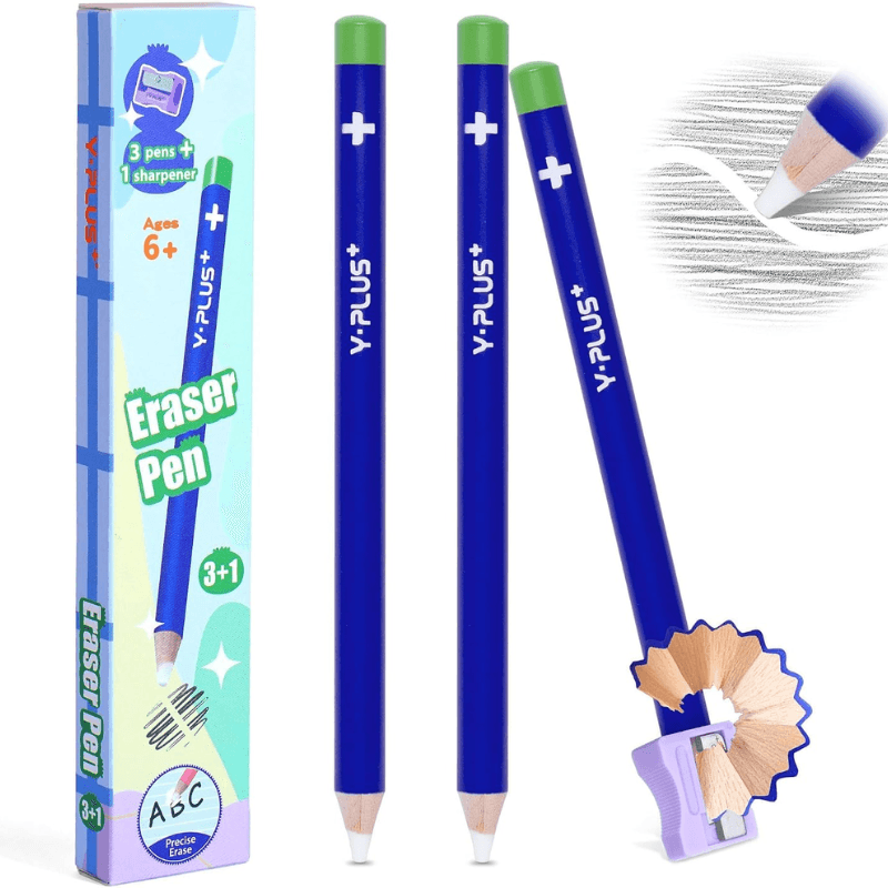 Y-Plus+ 3Pcs Eraser Pen with Sharpener